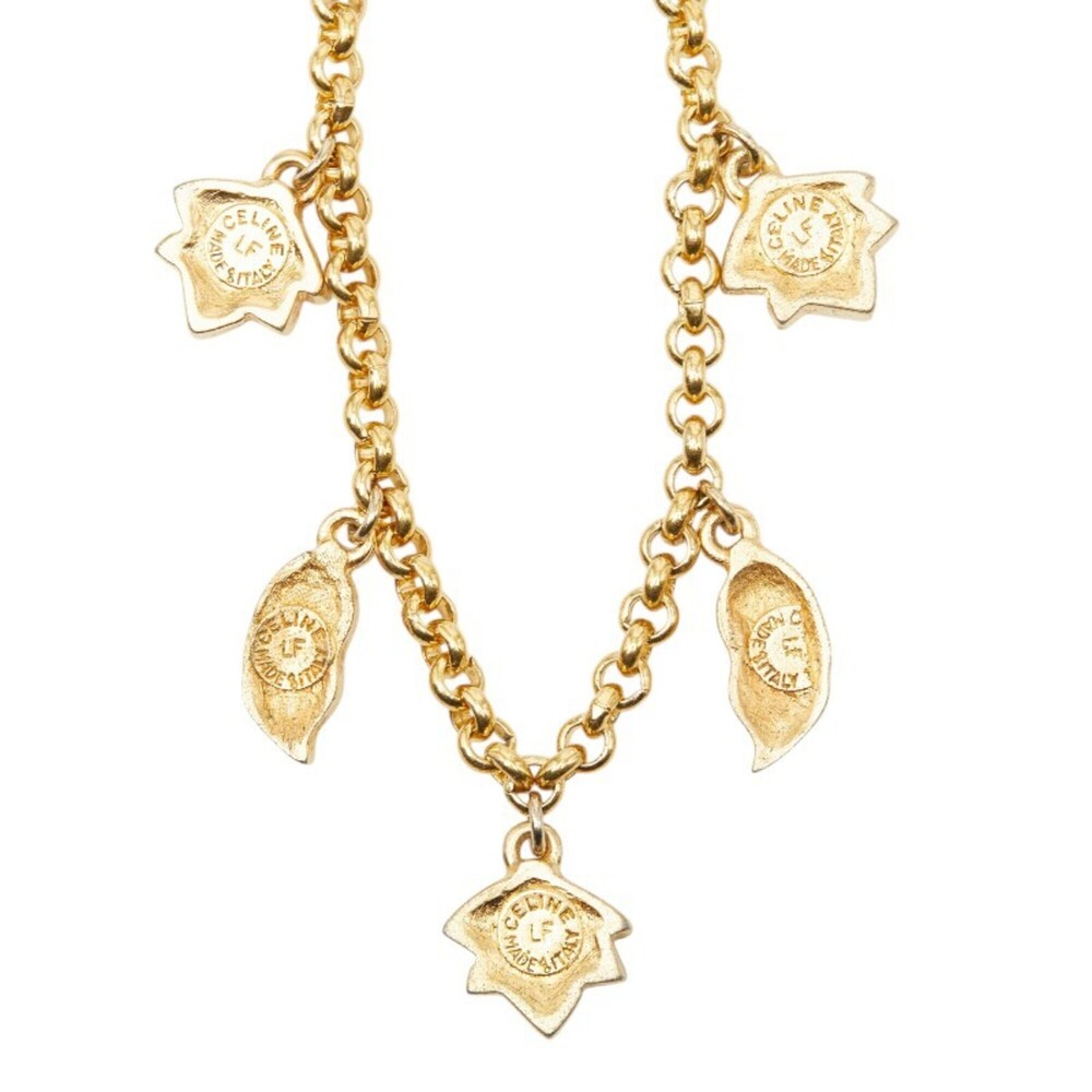 Celine Leaf Motif Chain Necklace, Gold Plated, Women's - Picture 3 of 5